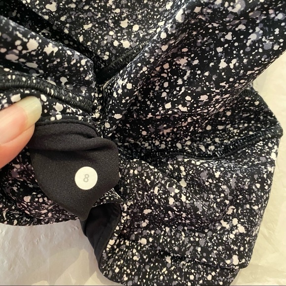 Lululemon Pace Rival Crop‎ Marathon Splatter White Black / Black size 8 W6ABMS - Picture 4 of 10